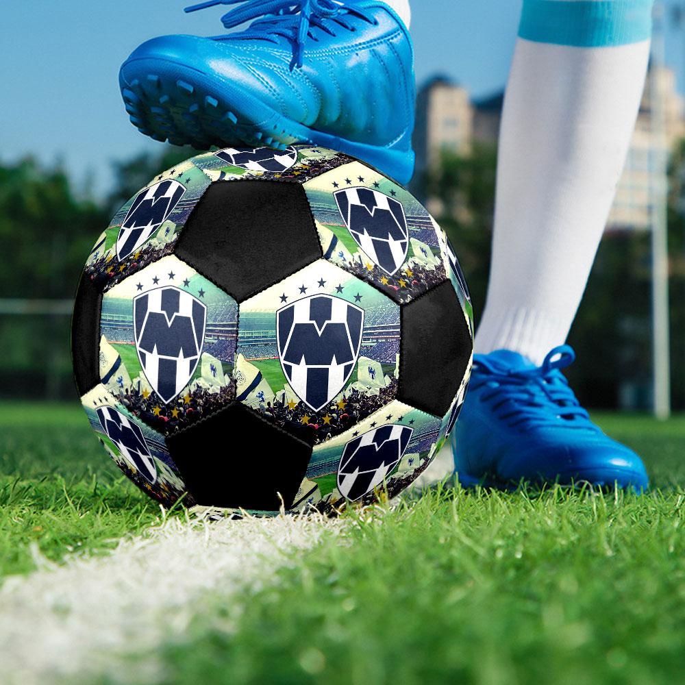 Футбольный мяч CF Monterrey, размер 5, машинная сшивка, ПВХ, прочный и с высоким отскоком, подходит для всех возрастов, фанатская атрибутика, для матчей и использования на улице.