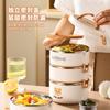 Stainless Steel Insulated Lunch Box Adults Kids - Round Multi-Layer Bento Container With Lid Utensils