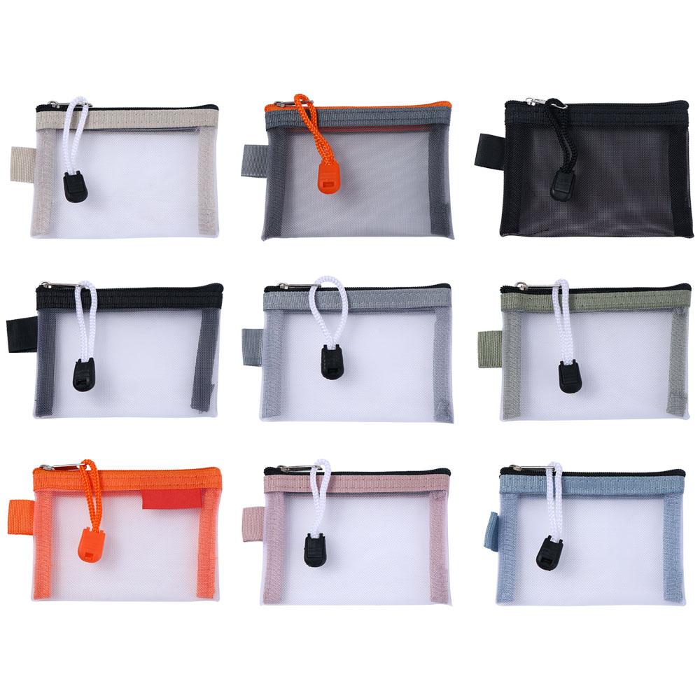Nylon Mesh Cosmetic Bag ID Credit Card Holder Small Coin Purse Mini Zipper Pouch Mesh Storage Bags