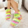 Candy Color Non Slip Soft Thicken Bottom Snow Boots Women Mix Color Long Plush Snow Boots Women 2025 Warm Faux Fur Outdoor Shoes