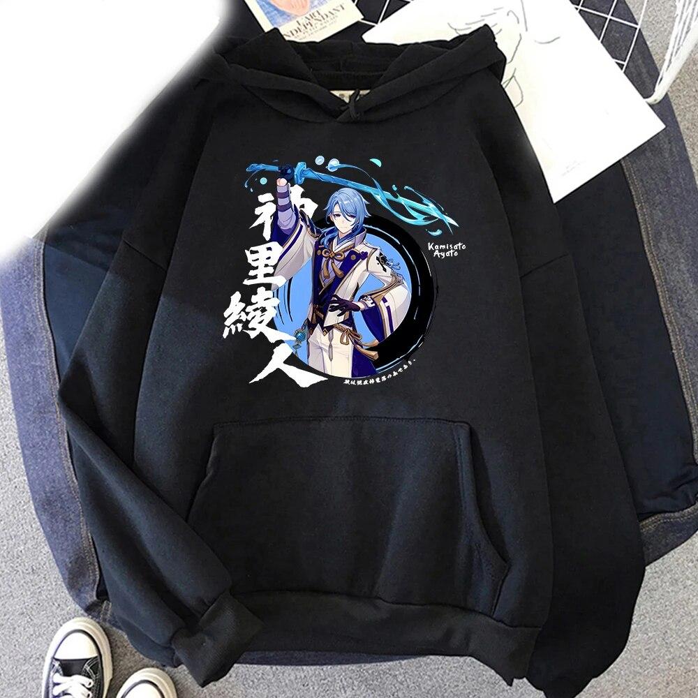 Аниме игры Kamisato Ayato толстовки Genshin Impact графический принт унисекс женская толстовка с капюшоном уличная одежда кофты пуловеры одежда унисекс