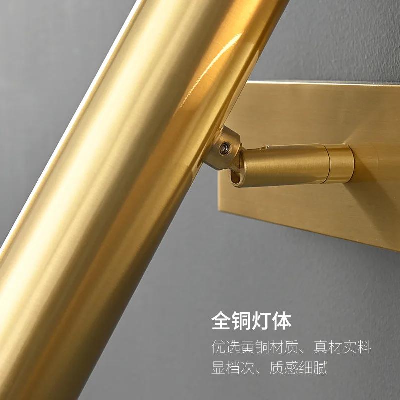 Простое Роскошное Медное Настенное Бра Современное Декоративное Настенное Светильник Скандинавский Креативный Прикроватный Светильник для Спальни Длинная Полоса Золотой Черный Светодиодный Свет