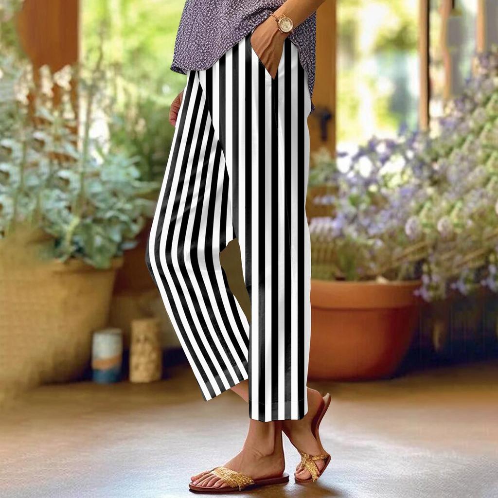 Женские повседневные брюки с модными карманами и эластичной резинкой на талии