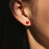 MODIAN 925 Sterling Silver Charming Romantic Red Enamel Heart Tiny Stud Earrings For Women Daily OL Fine Jewelry