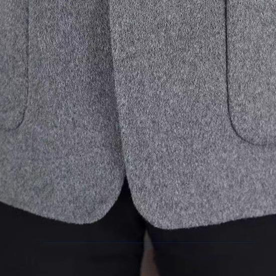 Шерстяной пиджак с лацканами, длинный рукав, однобортный пиджак на двух пуговицах с карманами, однотонный пиджак