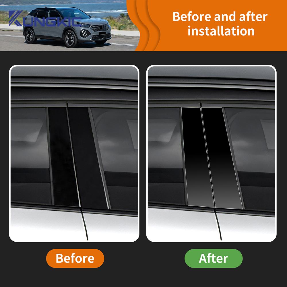 Interior B-Pillar Sticker for Peugeot 2008 2020-2025 - Glossy Black or Carbon Fiber