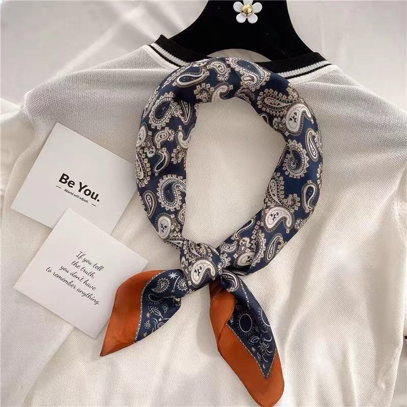 New Silk Scarf Women's Korean-Style High-Grade 70cm Square Scarf Spring and Summer Fashionable Stylish Decorative Scarf Thin Small Square Towel