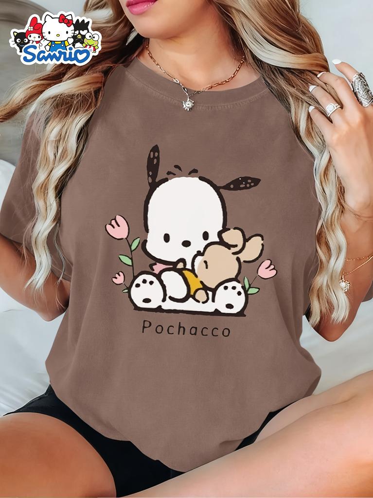 Оригинальные женские элегантные короткие рукава, авторизованные Sanrio, подходят для повседневной носки и праздников весной, летом и осенью.