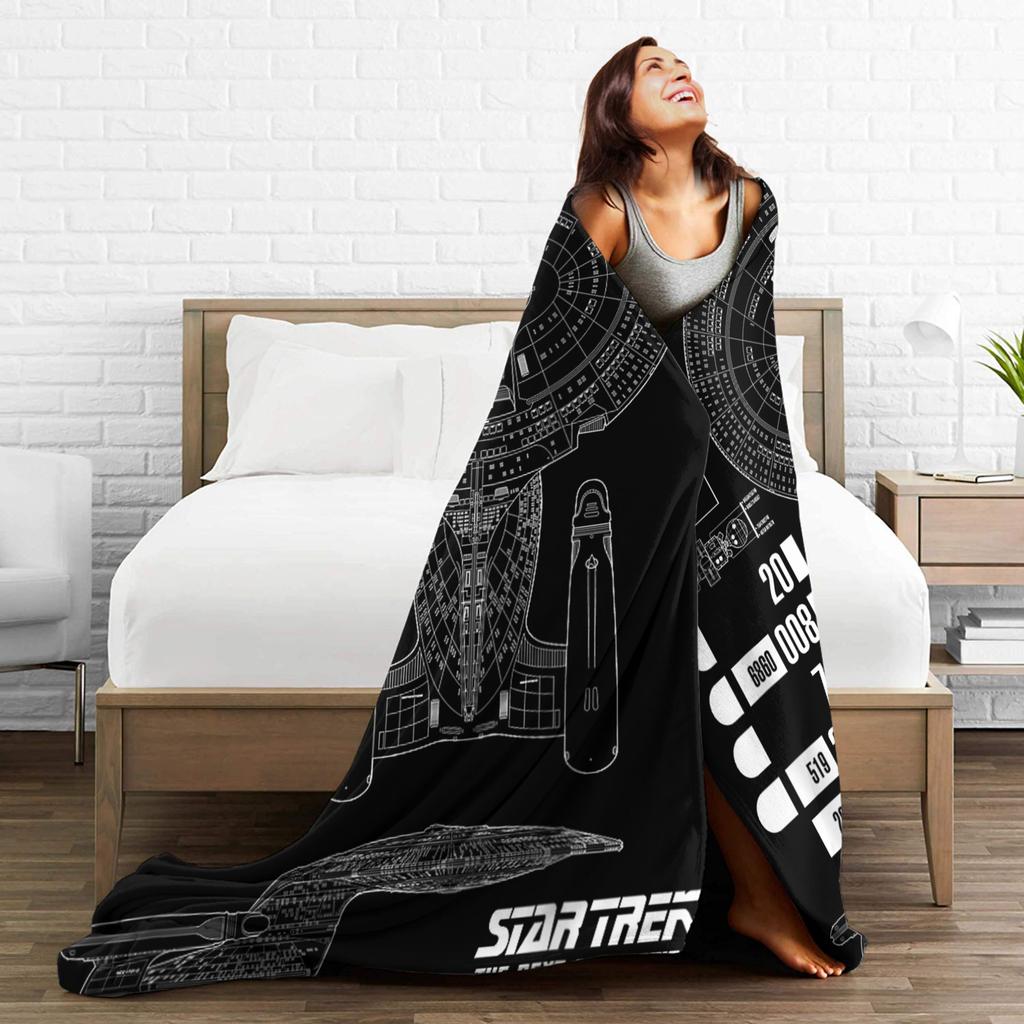 Stars Treks The Next Generation U.S.S. Enterprise Chart Flannel Blanket for Couch Bed Travel Funny Bedspread Sofa Bed Cover