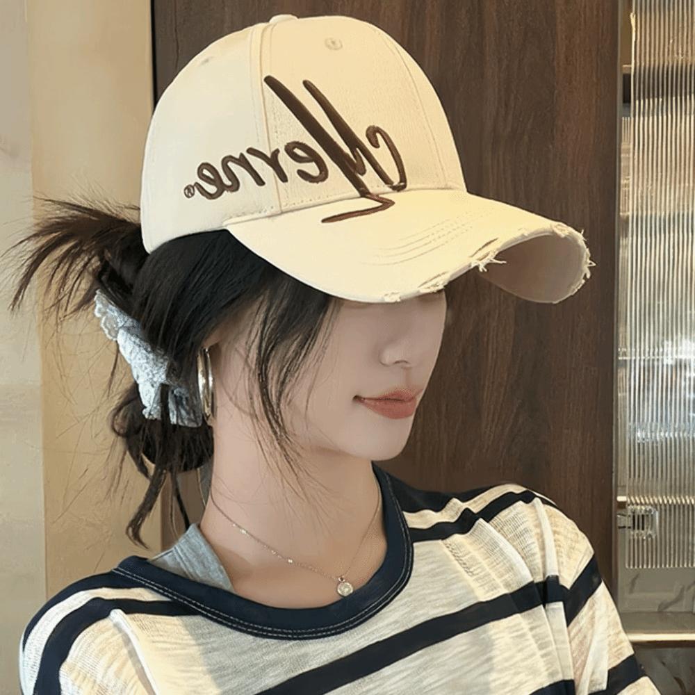 Sunscreen Embroidered Baseball Cap Lightweight Sun Shading Hat Letters Wide Brim Hat Outdoor