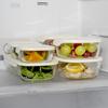 Hario Stackable Glass Container Mini Square Set of 5 Heat-Resistant + Bowl, (KSTL-3508-OW)