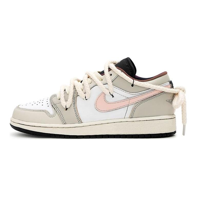 Jordan Air Jordan 1 Low Винтажные Баскетбольные Кроссовки GS Серый Розовый DQ8421-001(Команда15-)