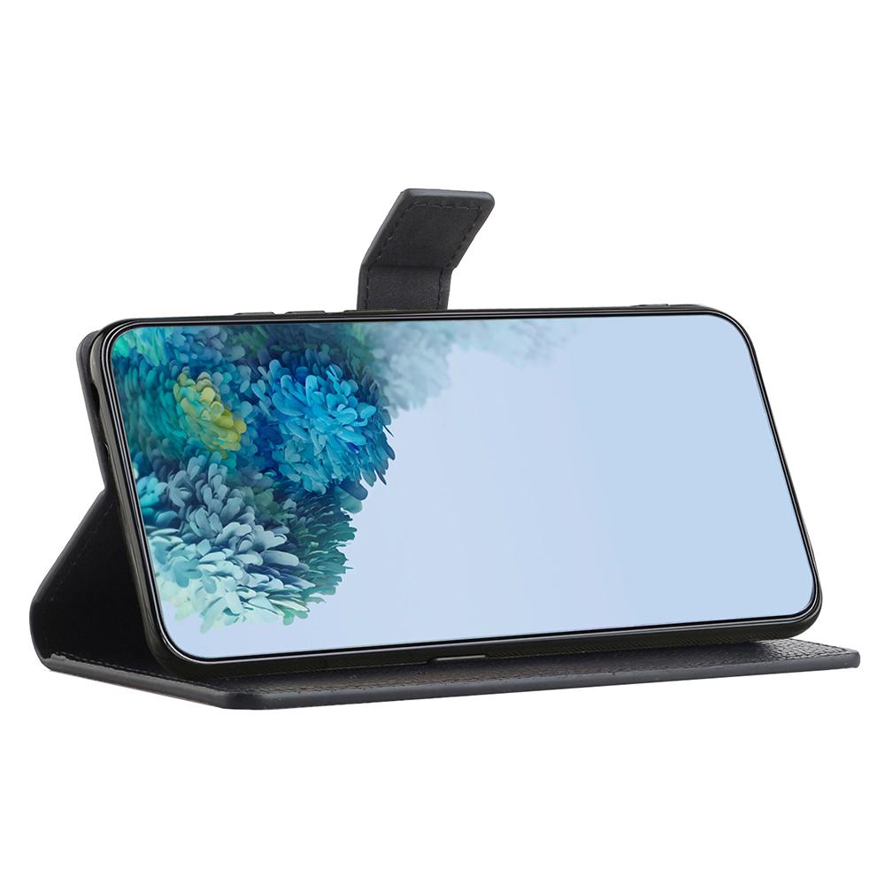 For Motorola Moto G55 5G Case PU Leather Wallet Phone Cover Litchi Texture,Black