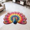 Yousheng Floor Mat Colorful 3D Peacock Design Quick-Drying Crystal Velvet Soft Absorbent Bath Rug Anti-slip Backing Easy Care Bathroom Mat