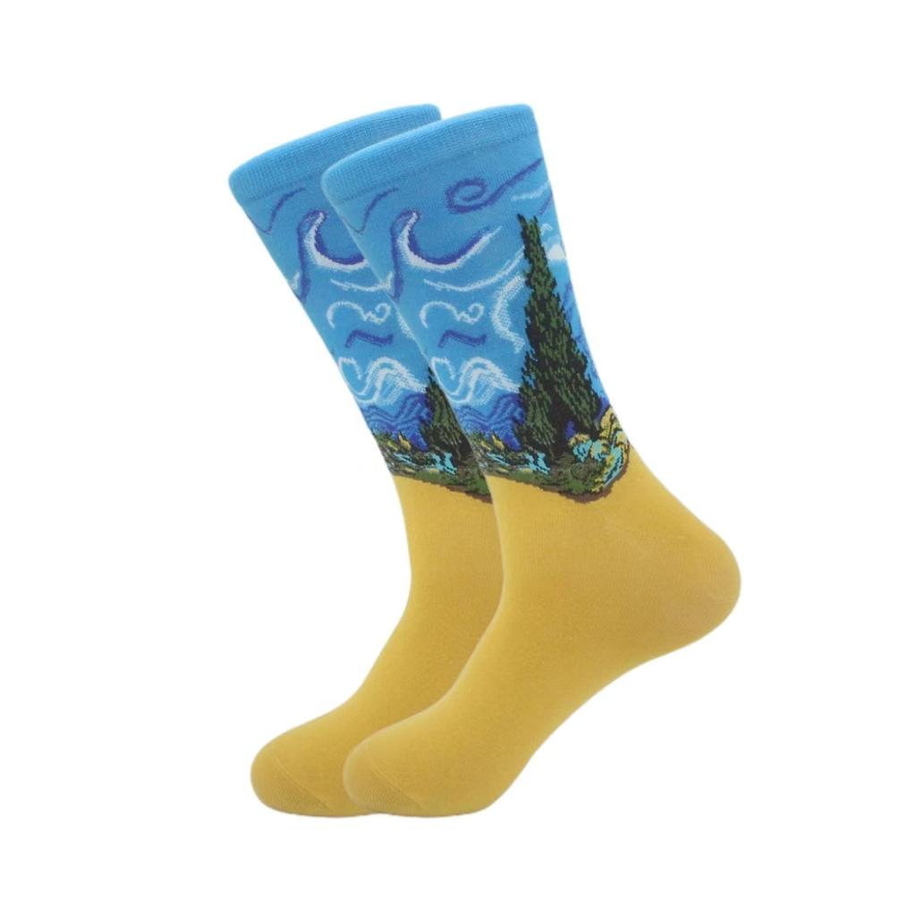 1 пара модных европейских и американских носков с персонализированной серией носков с масляной живописью в уличном стиле