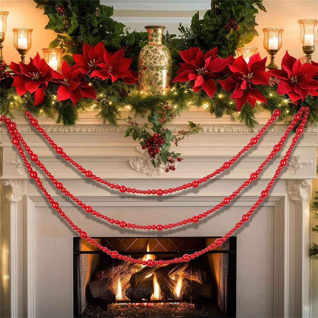 Рождественские деревянные бусины Рождественская гирлянда из бисера Круглая гирлянда из бисера для рукоделия Винтажные деревянные бусины для рождественских украшений