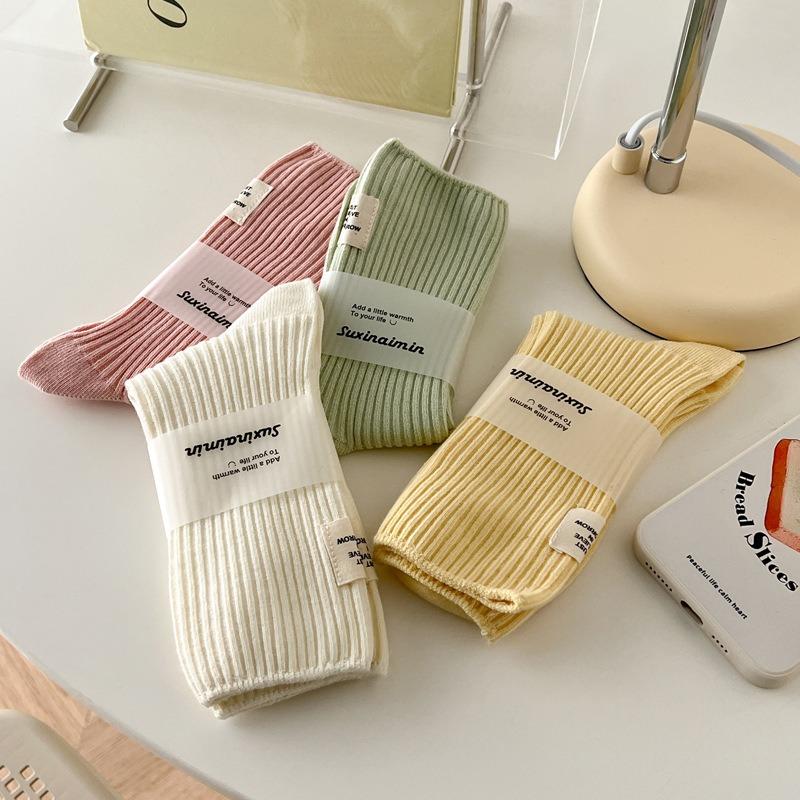 5 пар женских весенне-летних новых хлопковых носков с ворсом на каблуке