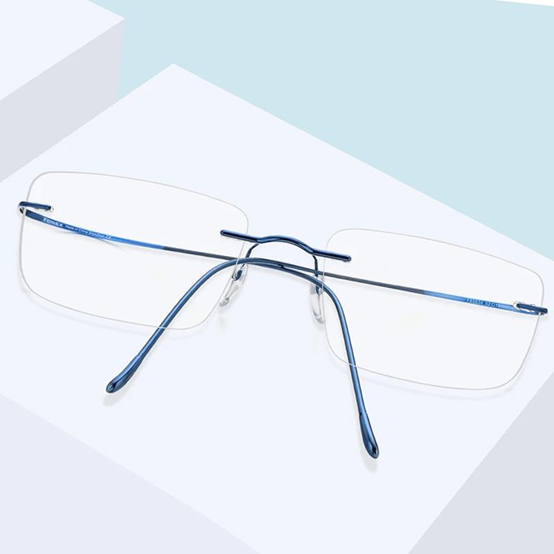 FONEX B Titanium Glasses Frame Men New Brand Design Rimless Square Eyeglasses Frameless Women Ultralight Japanese Eyewear 85634