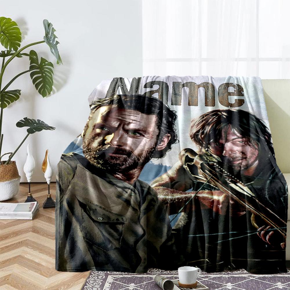 Custom Name Daryl and Rick Theme Printed Blanket - Perfect for Couch, Bed, Travel & Outdoor Use | Machine Washable, Cozy & Durable.