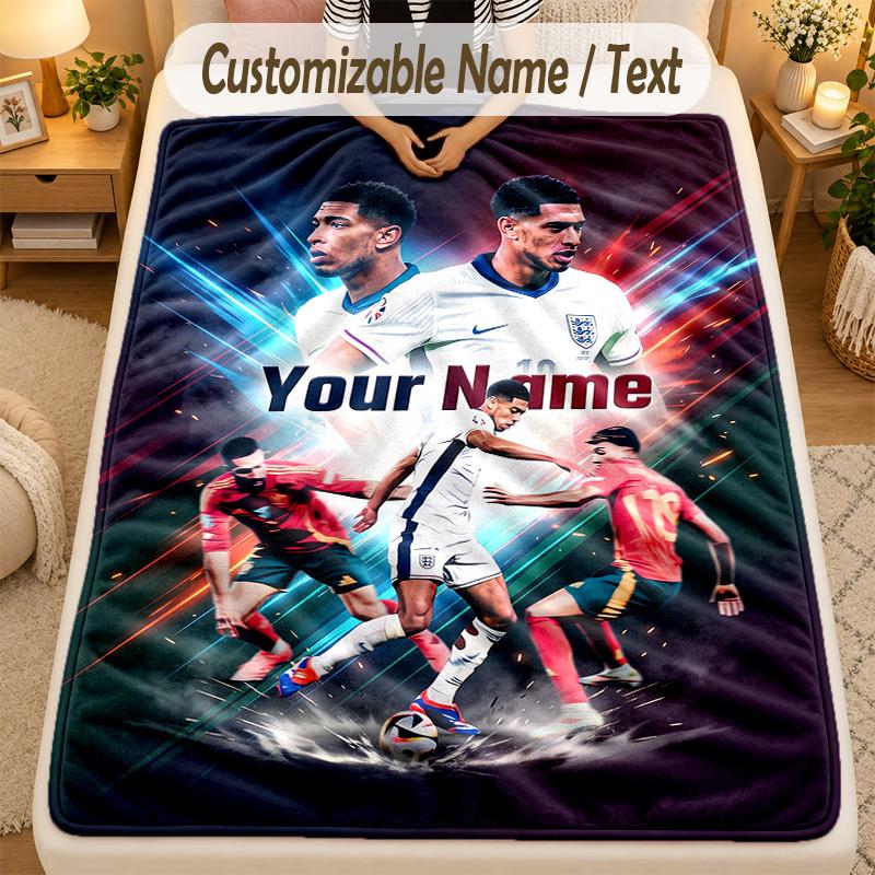 Flannel BlanketJude Bellingham Custom Name Text Personalized Soft Warm Throw Blanket Home Decor Gift