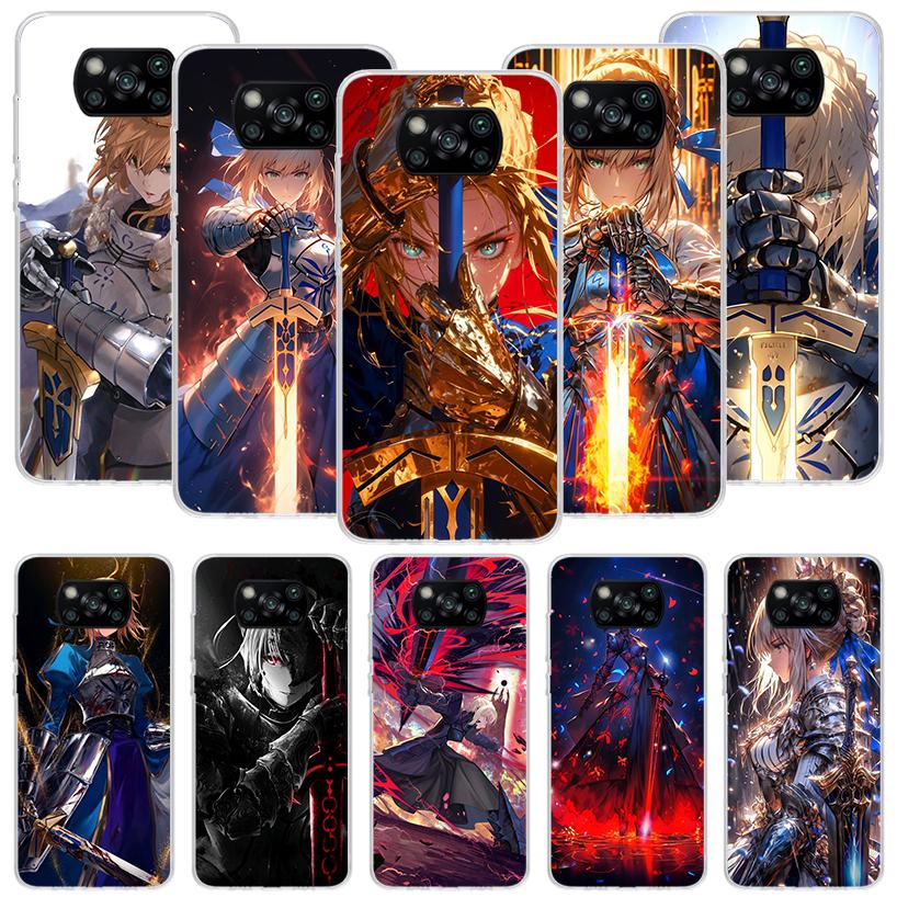 Чехол для телефона Fate Zero Stay Night Saber для Xiaomi Poco X7 X6 X5 Pro F7 Ultra Redmi 15C 15 13 13C 12 12C 10 10A 10C 9 9A 9C 9T Cov