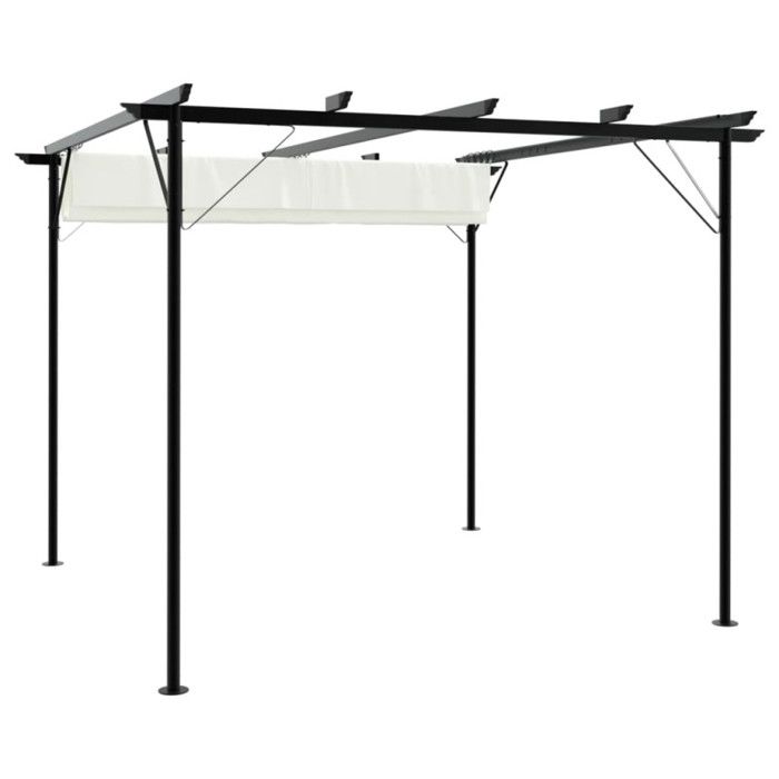 VidaXL Pergola with Retractable Roof Cream White 3 X 3 M Steel