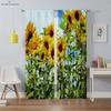 Штора из полиэфирного волокна с карманом, цветок подсолнуха, 3D-печатная штора, спальня, гостиная, кухня, наружная декоративная