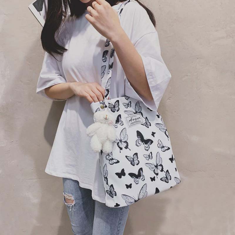 Повседневная сумка-тоут с принтом бабочки, леопарда, зебры, коровы, сумка через плечо, женская сумка-тоут, женская симпатичная холщовая сумка, новая сумка для покупок