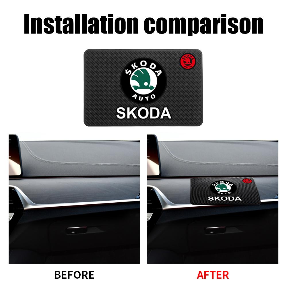HGC2 1Pcs Car Ornament Non Slip Silicone Mat Car Interior Dashboard Phone Sticky Pad For Skoda Rapid Fabia Superb KAMIQ Octavia