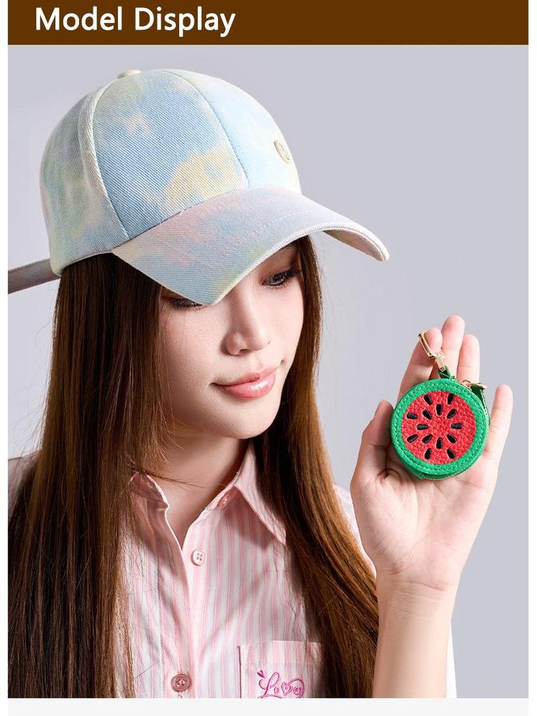 Cross-border Spot Bag Charm: Fruit Series Coin Purse, PU Leather Keychain, Earphone Bag - Small & Cute
