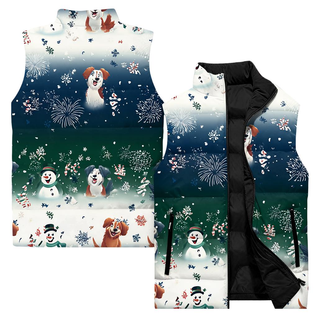 Men's Casual And Fashionable Sleeveless Vest, Solid-color Printed Cotton Jacket