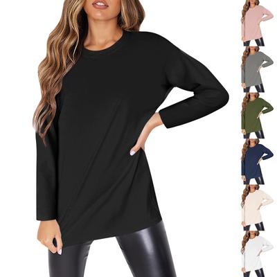 Женская мода O-образный вырез с длинным рукавом рабочая одежда с карманами принтованные топы для женщин