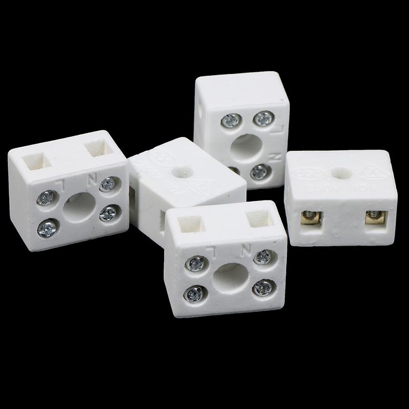 5Pcs 2 Postion 5 Hole Ceramic Wiring Terminal Block High Frequency Porcelain Dua