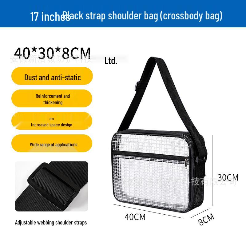 17" Антистатический рюкзак из ПВХ сетки, прозрачный черный - Унисекс, легкий, большой вместимости, пыленепроницаемый