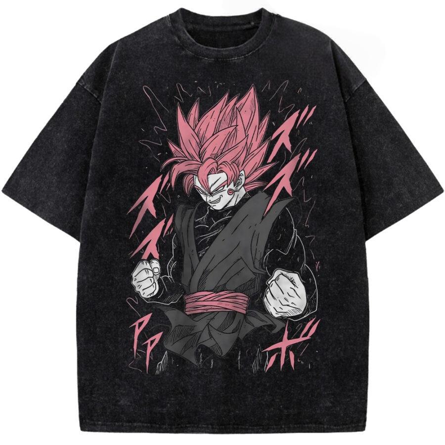 Dragon Ball Super Saiyan Rose Goku Printed Tshirt Mens and Womens Washed Tshirt High Quality Vintage Cotton Tshirt Top