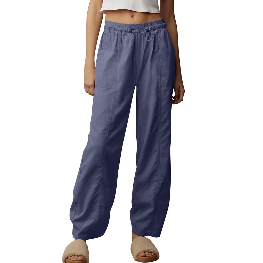 Женские повседневные брюки Брюки-карго с эластичной резинкой на талии Широкие брюки на шнуровке Мешковатые брюки