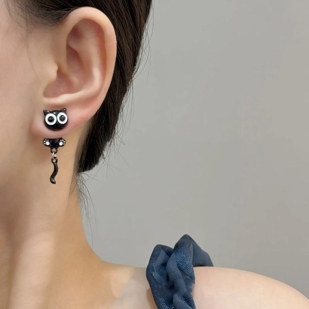 Simple Black Cat Ear Studs Cute Cartoon Earrings Fashion Black Cat Earrings Jewelry Gifts