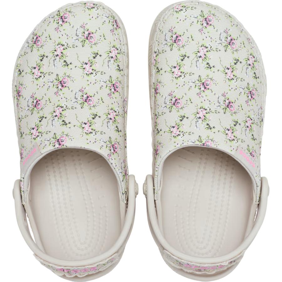 Crocs Классические Садовые Клоги с Цветочным Принтом Удобные Прочные Поддерживающие Уличные Тапочки Детские Клоги Кремовые 213974-2PL