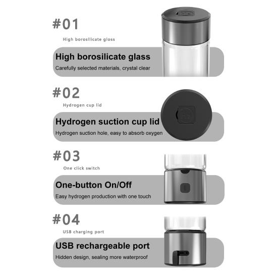 Генератор водородной бутылки с водой 1400PPB 460 мл портативный гидростакан для воды SPE PEM Tech универсальная машина для бутылок с водой подарок