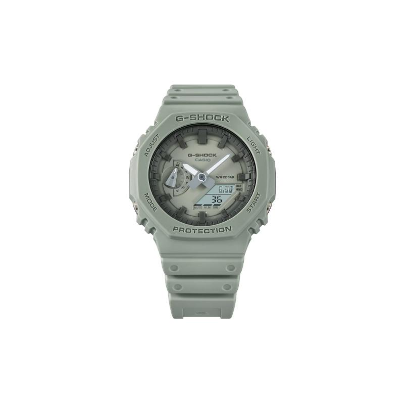 Casio Серия G-SHOCK 2100 с двойным ЖК/стрелочным дисплеем, 200 метров водонепроницаемость, кварцевый механизм, ремешок из смолы, японские и корейские часы GA-2100NC-3AJF