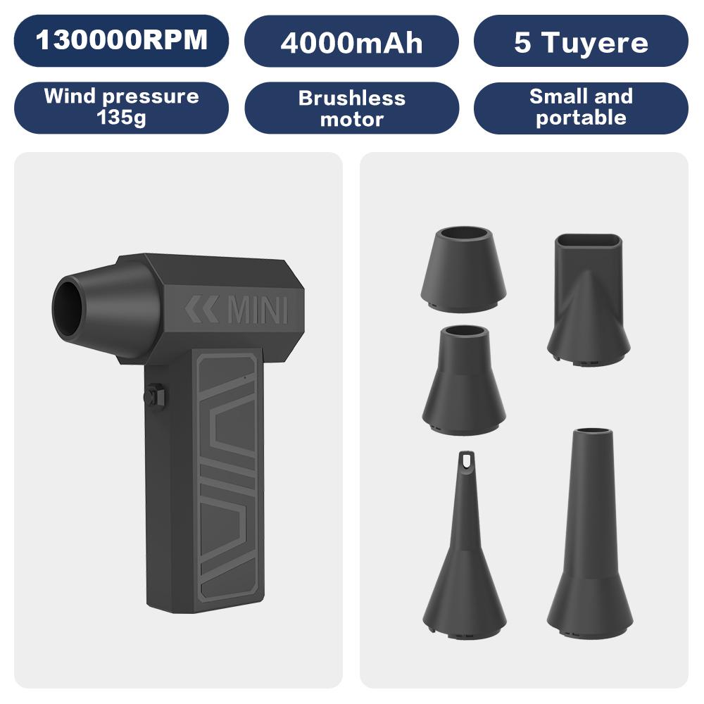 Пневматический пылесос 5-ступенчатый регулируемый 130000 об/мин Электрический пневматический пылесос 4000 мАч Перезаряжаемый беспроводной воздуходув для чистки автомобиля Турбовентилятор