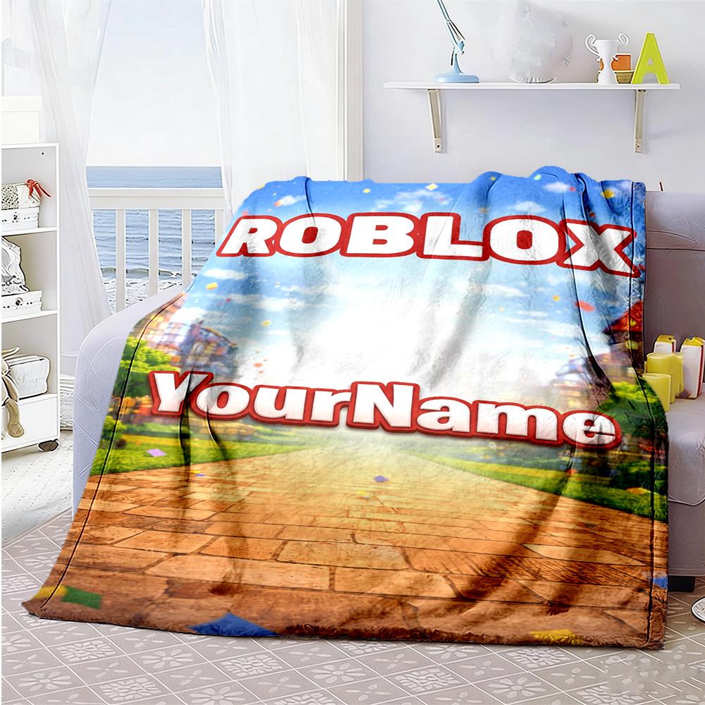 Roblox 103 Customize Text Blanket Throw Personalized Blanket Comfortable Suitable for Livingroom Seaside Bed Bedding Ideal for All Seasons