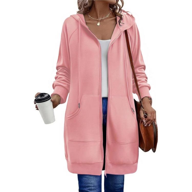 Женская повседневная толстовка с капюшоном на молнии, свободного кроя, с длинными рукавами, модная верхняя одежда