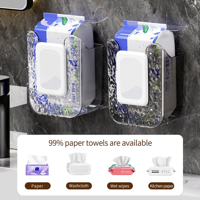 Пластиковая настенная коробка для салфеток, самоклеящаяся, без проколов, держатель для бумажных полотенец, перевернутый вверх дном, экономящий место контейнер для салфеток для ванной комнаты