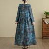 Dimanaf New 2025 Women Plus Size Spring Long Dress Loose Basic Vintage Oversize Long Sleeve Maxi Floral