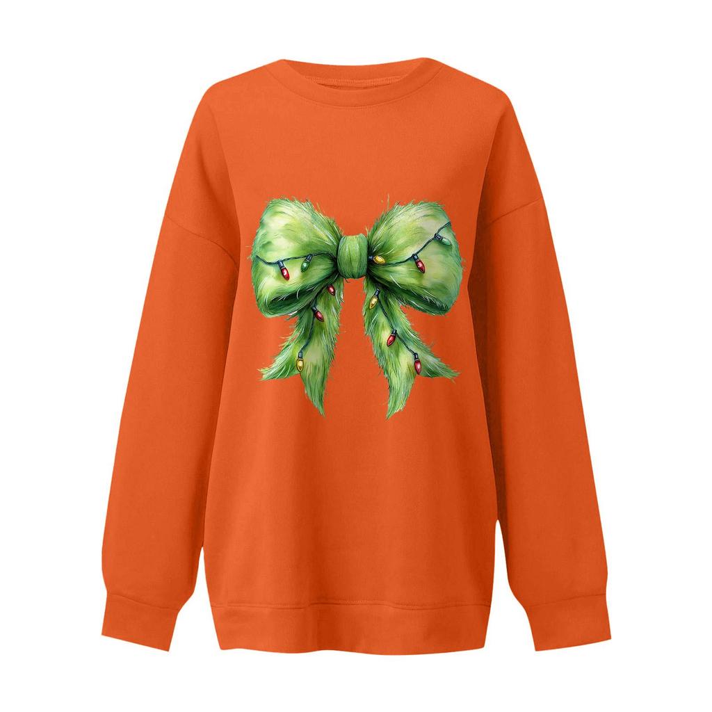 Women's Casual Round Neck Long Sleeved Pullover,Christmas Printed Top, Long Sleeved Hoodie
