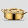 Золотой горшок Горячая кастрюля Суповая кастрюля Промывочная кастрюля для индукционной плиты Горячая кастрюля из нержавеющей стали с двойным ухом и плоским дном
