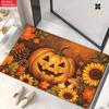 2D Flat 1pc 850gsm Velvet Door Mat Sunflower Pumpkin Art HD Printed Kitchen Rugs,Non-Slip Yoga Mats,Absorbent Machine Washable Polyester Rug for Bathr
