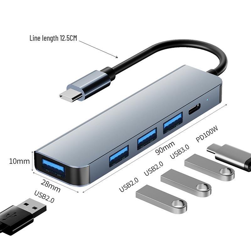 Хаб USB-C «пять в одном» с быстрой зарядкой: Док-станция расширения на 4 порта