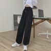 Women's Gray Wide-Leg High Waist Sports Pants with Loose Cuffs - Slimming and Versatile for Autumn/Winter
